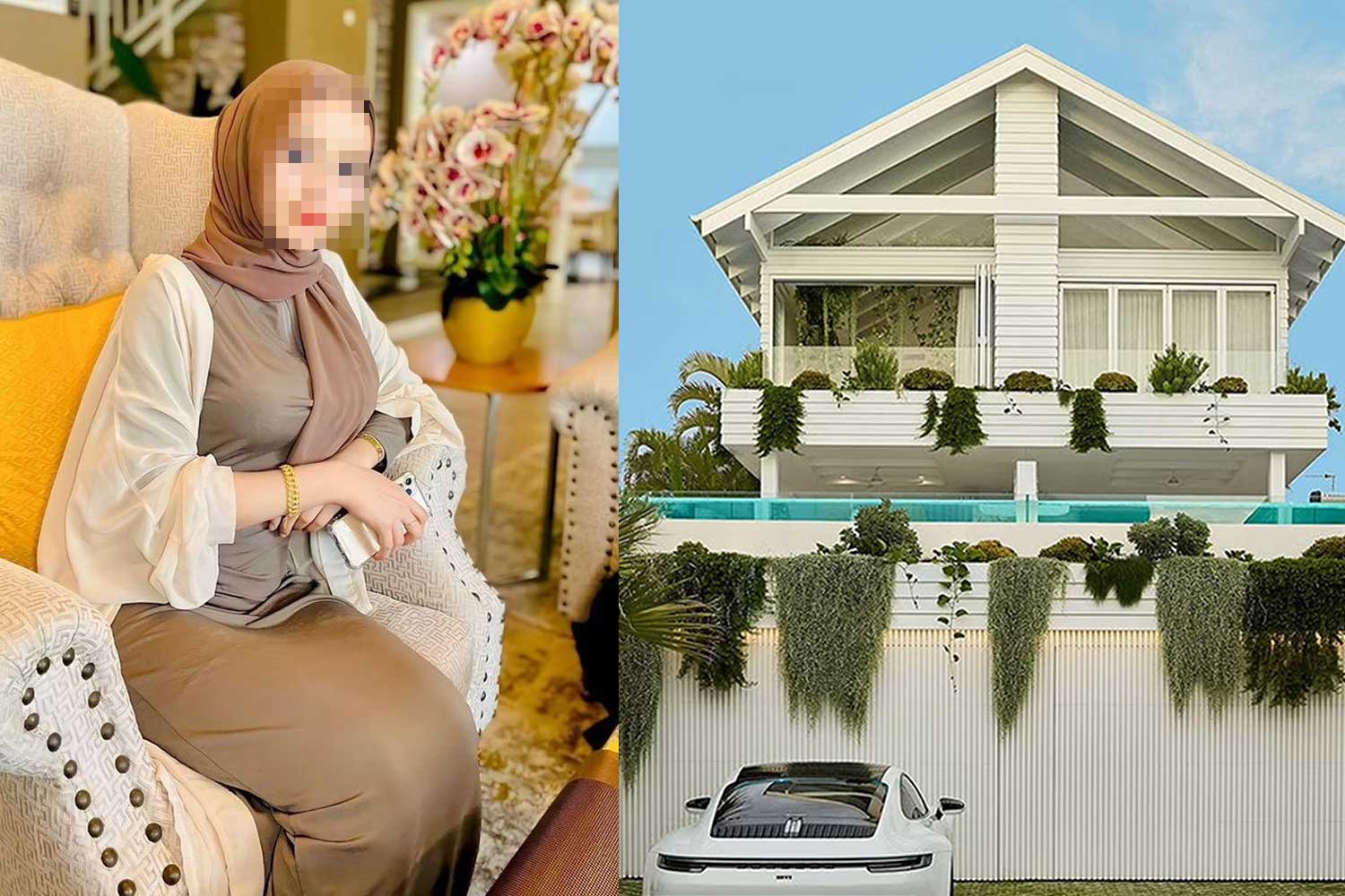 Influencer 'kantoi' tanggal pakaian di luar kediaman mewah, pinjam rumah orang untuk bergambar