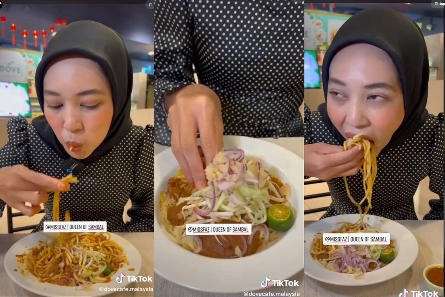 Aksi gadis makan laksa Johor guna tangan jadi perdebatan warganet
