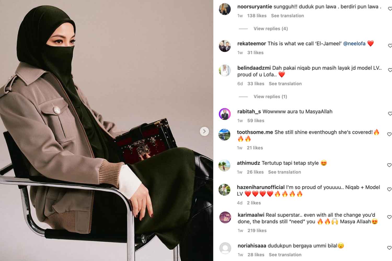 Neelofa dipilih jadi model LV hebat aura dia pakai niqob pun jenama mewah pilih