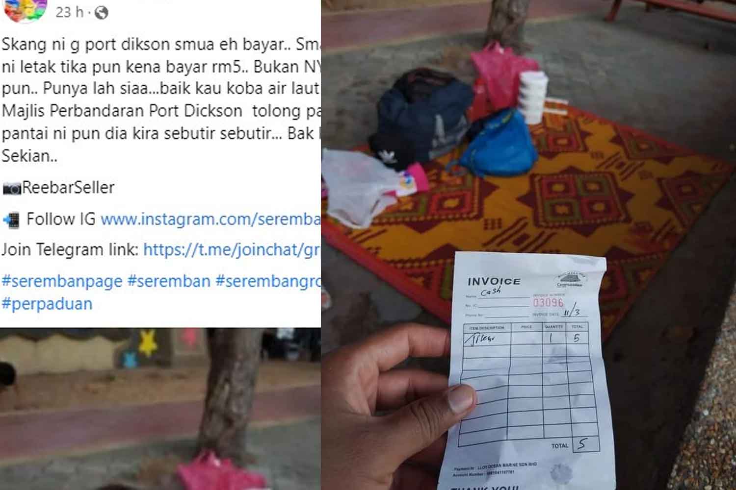 Kecoh pengunjung Port Dickson kena cas RM5 bila bentang tikar nak berkelah, sekali ini kisah sebenarnya