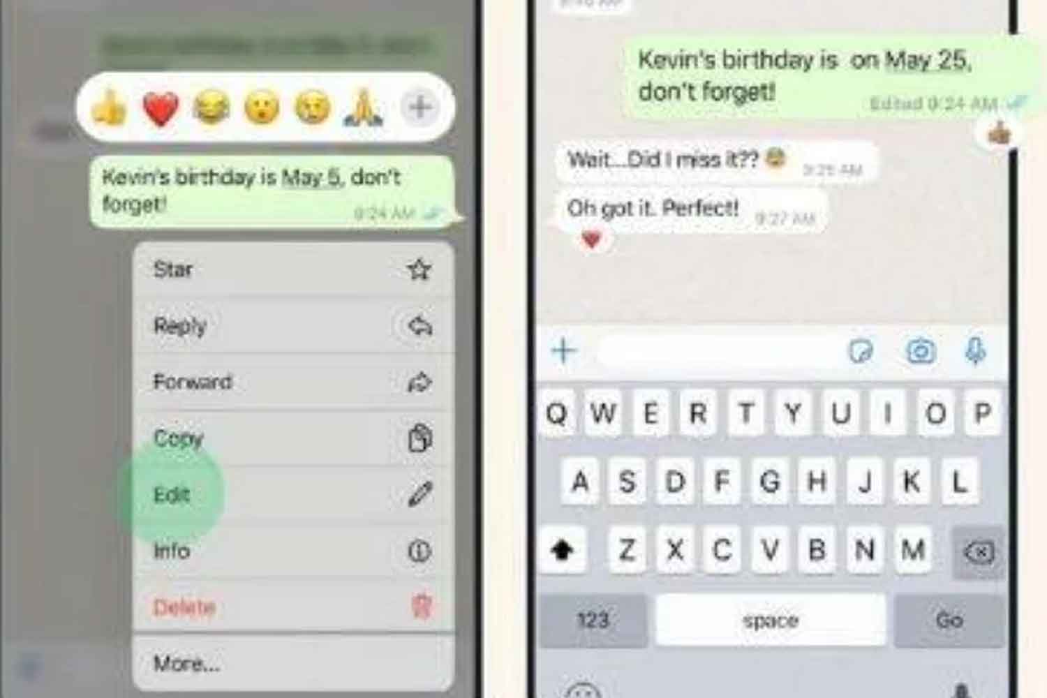 Ramai tak tahu rupanya, Whatsapp kini boleh edit semula mesej yang telah dihantar dalam tempoh 15 minit