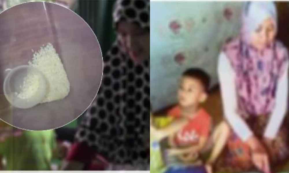 Tanpa segan silu, aku tebalkan muka minta 2 pot beras dengan jiran dan hulur kepingan syiling dari tabung anak aku"