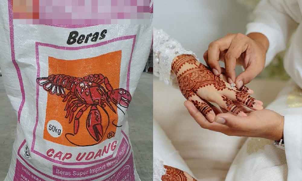 Gara-gara harga beras mahal, lelaki ini serah 50kg beras sebagai mas kahwin